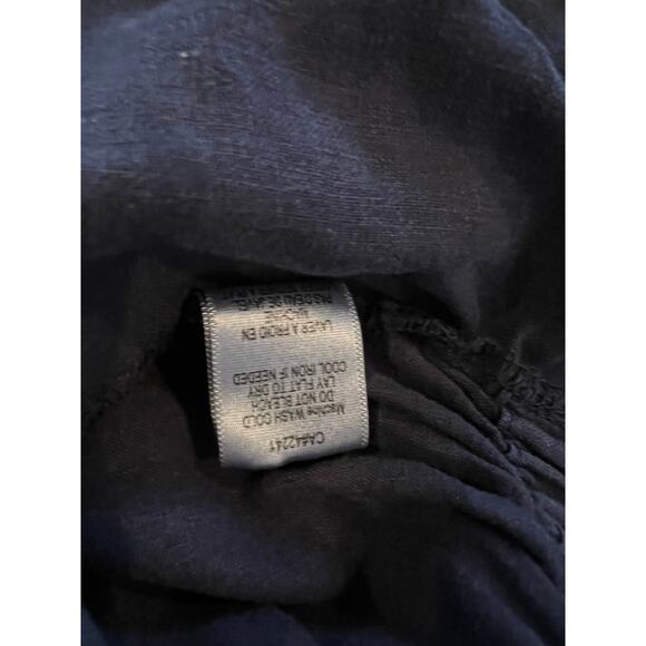 YFB Young Fabulous Broke Linen Cropped Knot Front Miranda Top Navy Blue M - Picture 7 of 8